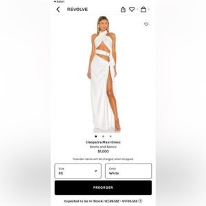 Bronx and Banco Cleopatra Maxi Dress in White Size XS BNWT